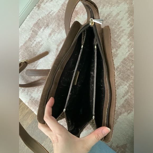 Vintage Y2K 90’S VALENTINO Cross Body Purse Leather Canvas Brown Made in Italy - Picture 5 of 16